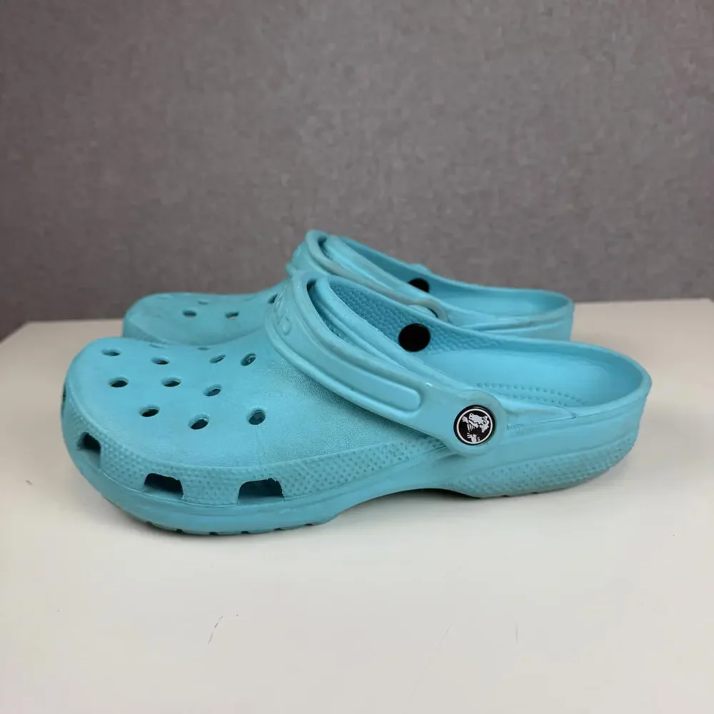 Turquoise Crocs Classic Clog Sandals Size M7 W9 Comfort Slip On Water Shoes